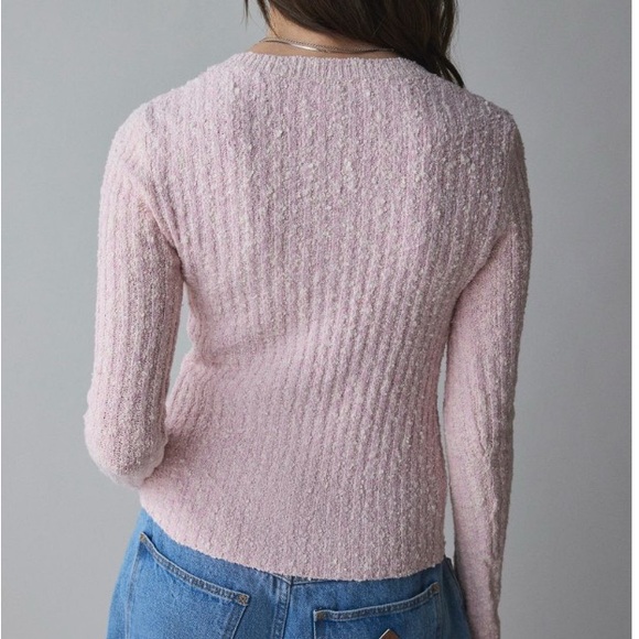 NWT urban outfitters Pink Ribbed Button-Up cardigan - Picture 2 of 3